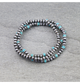 BRACELET NAVAJO PEARL STACK OF 3 WITH TURQUOISE BEADS