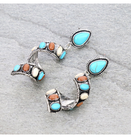 EARRING DANGLE TWIST TURQUOISE BROWN AND WHITE