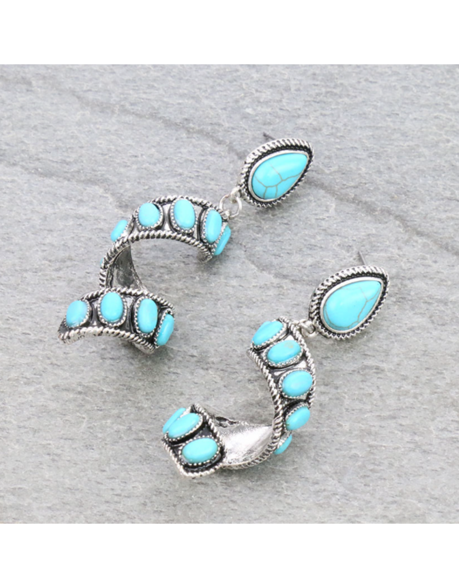 EARRINGS DANGLE TWISTS TURQUOISE STONES