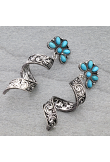 EARRING DANGLE TURQUOISE FLOWER STUD SPIRAL
