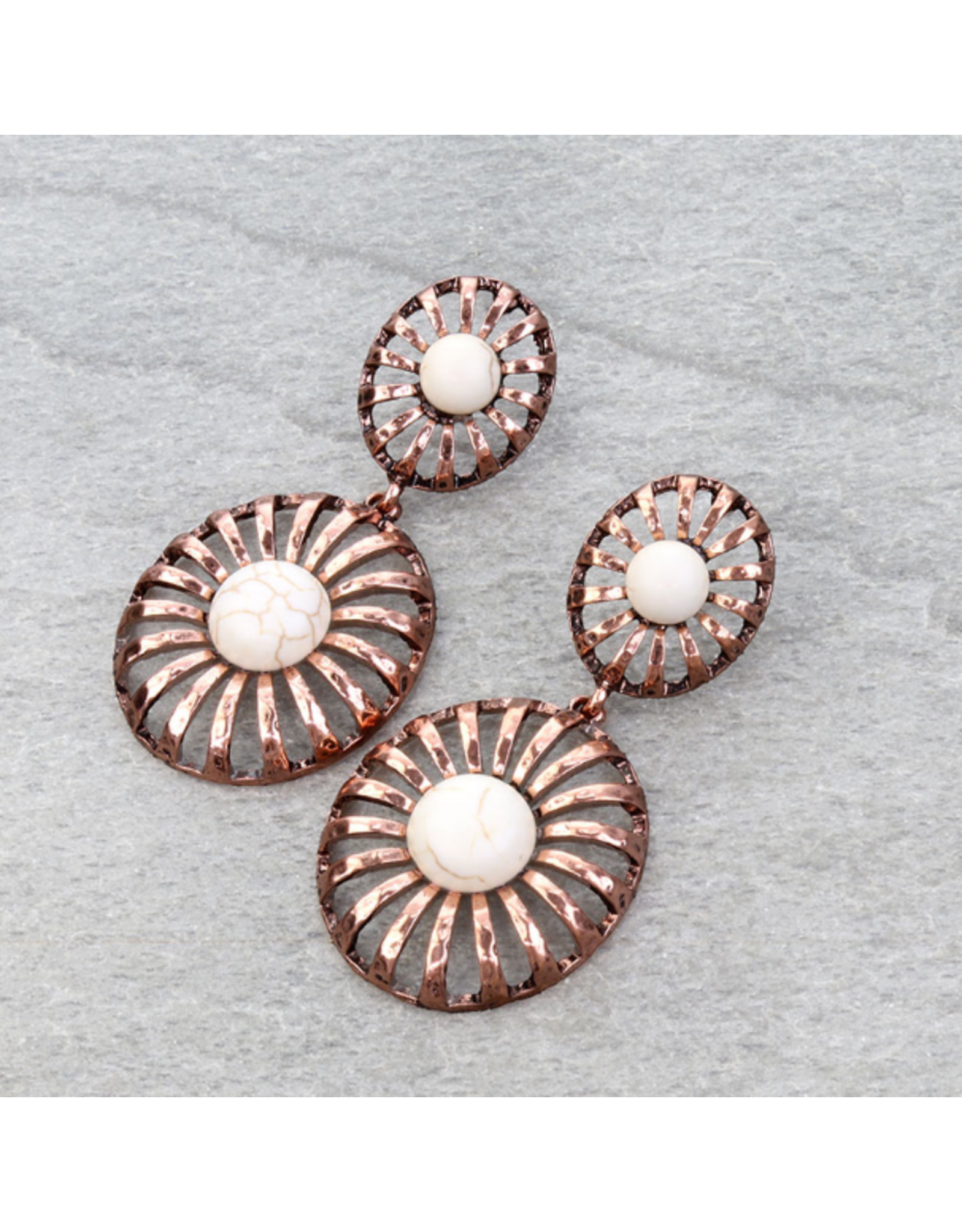 EARRING DANGLE WESTERN TWO WIRE CONCHO