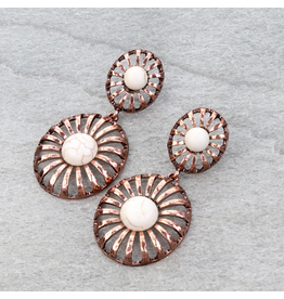 EARRING DANGLE WESTERN TWO WIRE CONCHO