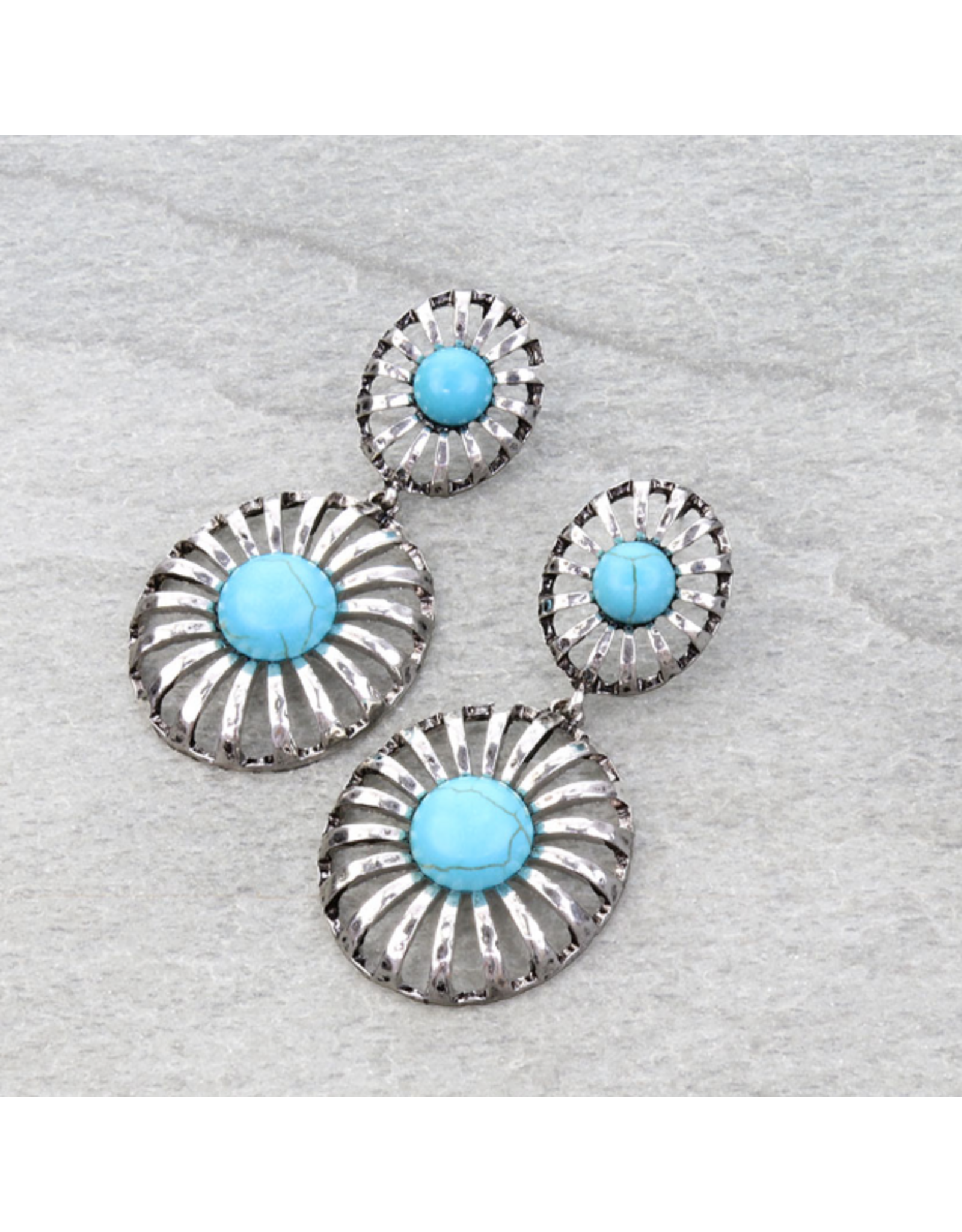 EARRING DANGLE WESTERN TWO WIRE CONCHO