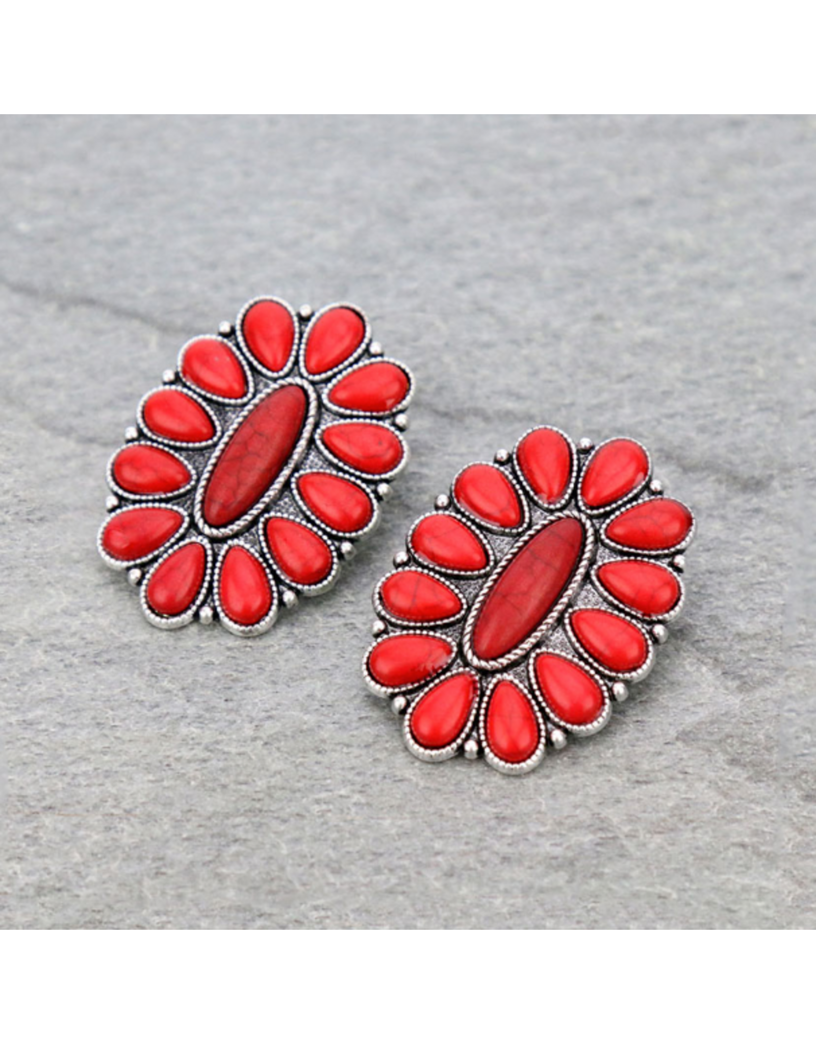EARRING CONCHO STONE STUD