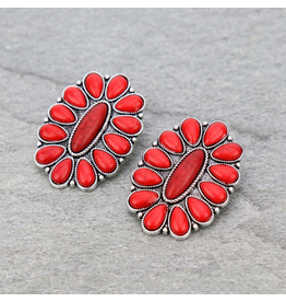 EARRING CONCHO STONE STUD