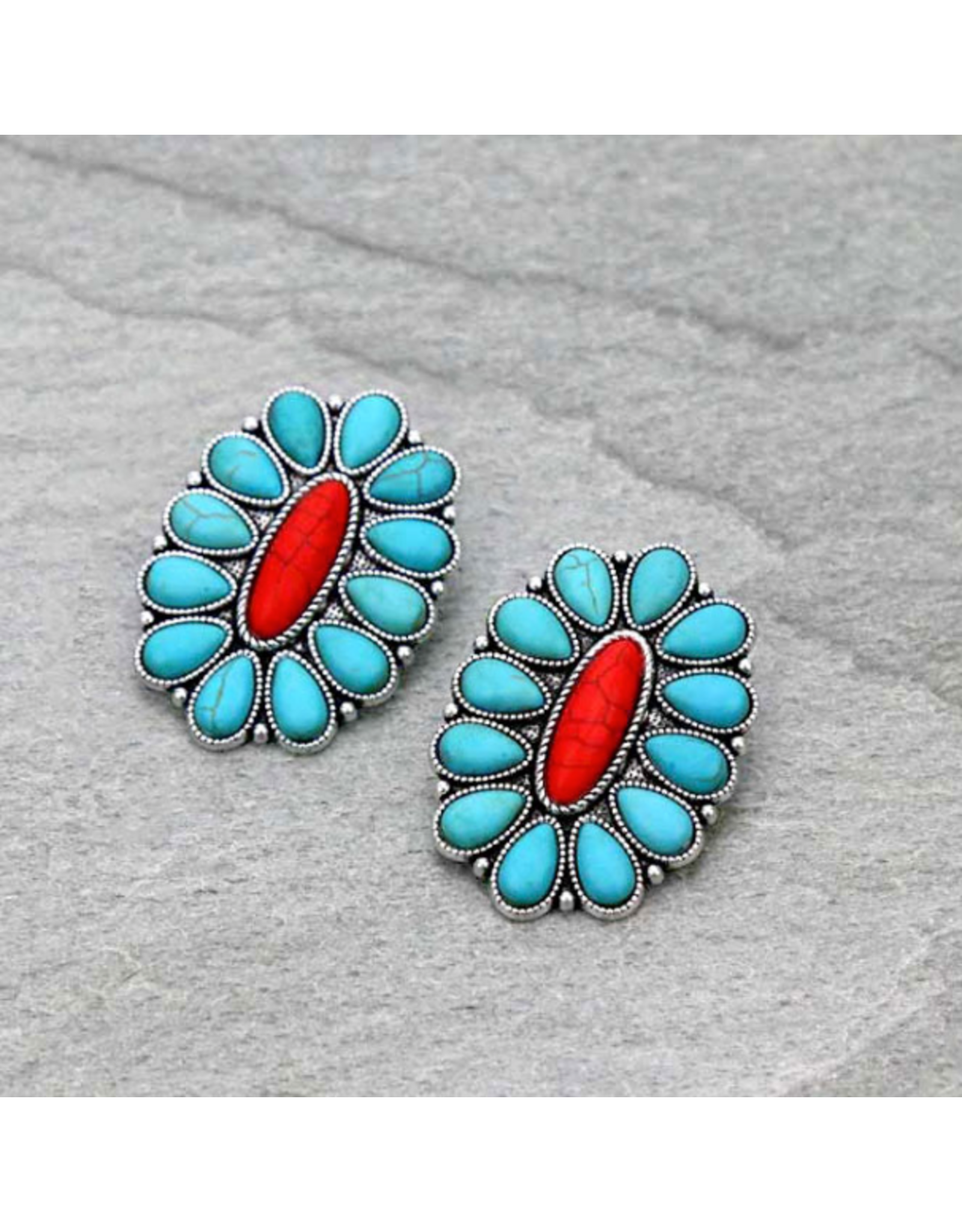 EARRING CONCHO STONE STUD