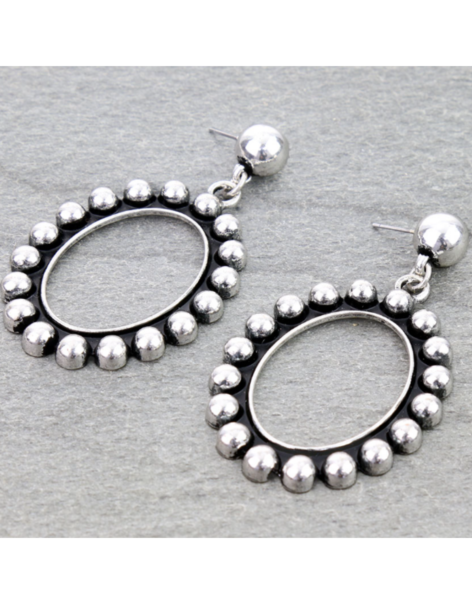 EARRING OVAL HOOP BUBBLE DANGLE