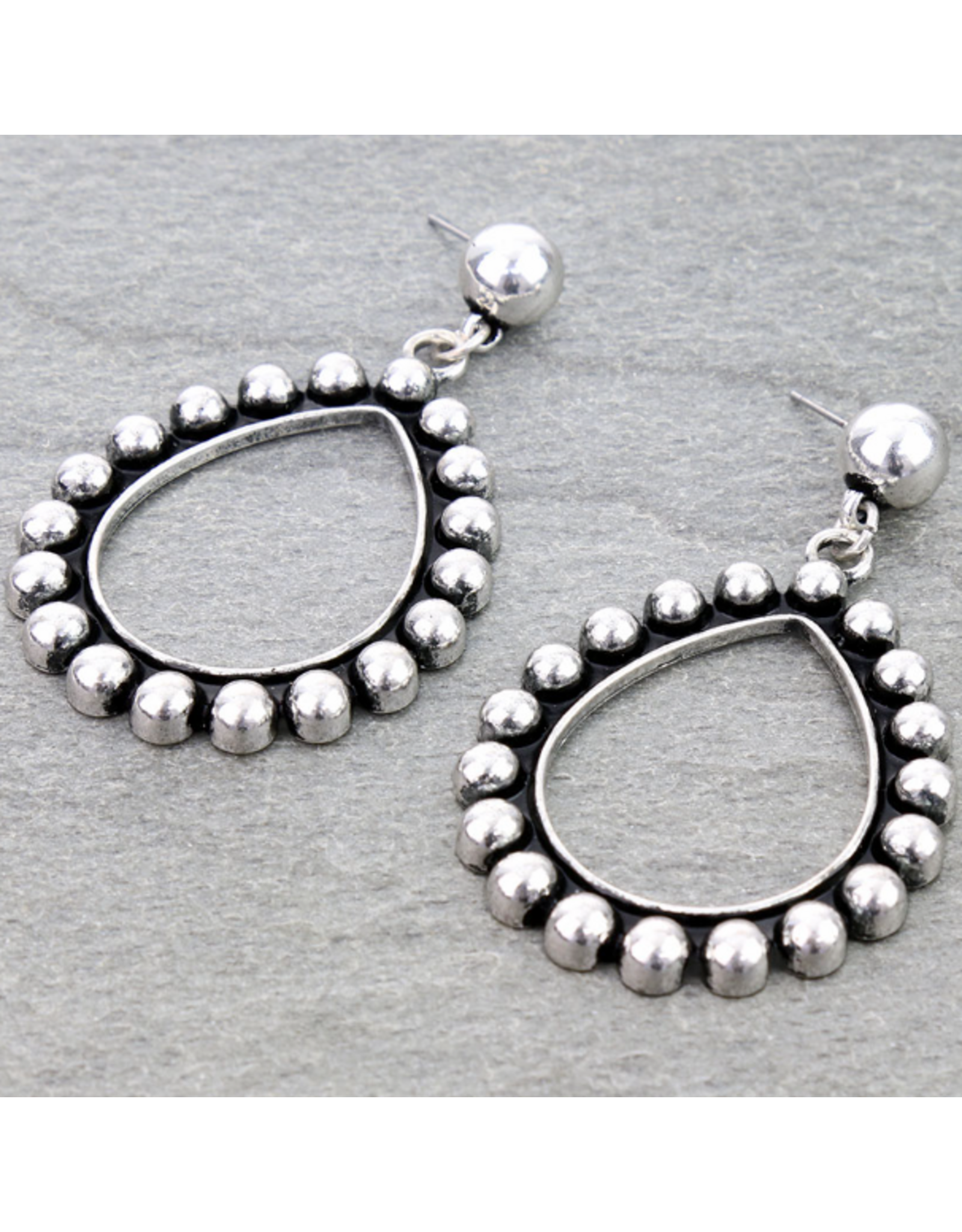 EARRING WESTERN TEARDROP HOOP BUBBLE STUD
