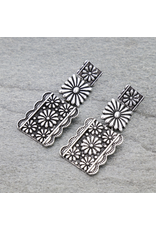 EARRING WESTERN RECTANGLE FLOWER DROP STUD