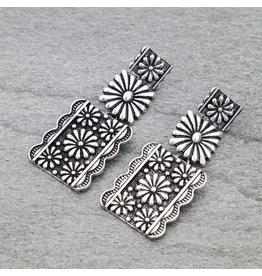 EARRING WESTERN RECTANGLE FLOWER DROP STUD