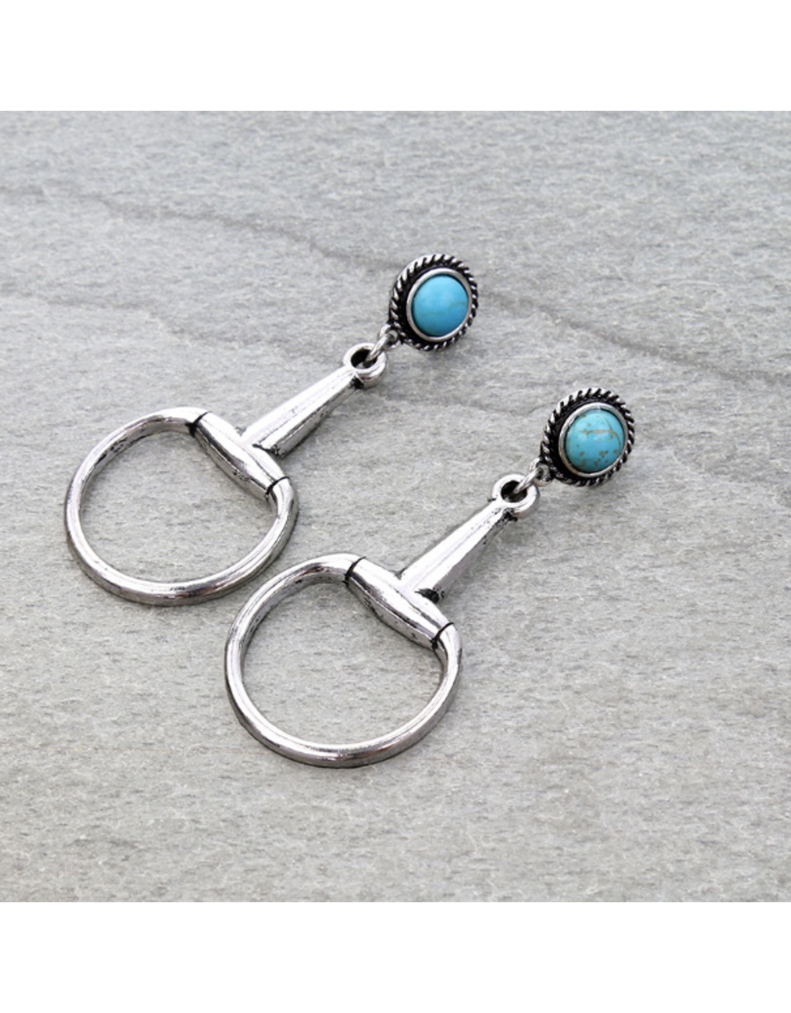 EARRINGS WESTERN HORSE BIT TURQUOISE  STUD