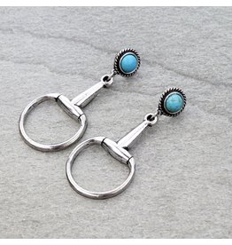 EARRINGS WESTERN HORSE BIT TURQUOISE  STUD