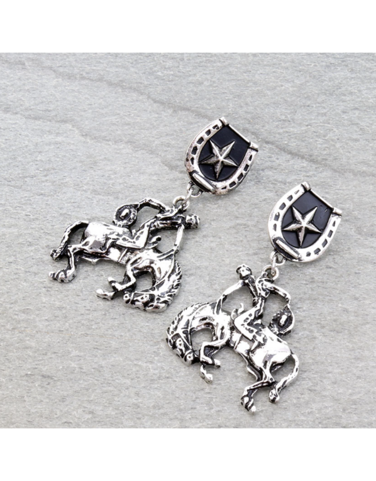 EARRINGS HORSESHOE STUD WESTERN HORSE RIDING
