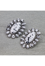 EARRING STUD CONCHO BLACK AND WHITE