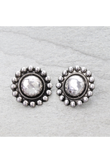 EARRING STUD METAL LARGE CONCHO