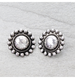 EARRING STUD METAL LARGE CONCHO