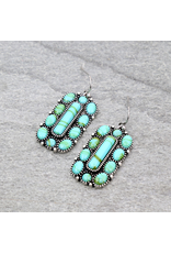EARRING DANGLE TURQUOISE RECTANGLE WITH CIRCLE TURQUOISE EDGE