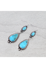 EARRING DANGLE TEARDROP TURQUOISE STONES OVAL TURQ