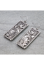 EARRINGS DANGLE RECTANGLE SUNFLOWER ROPE TXR