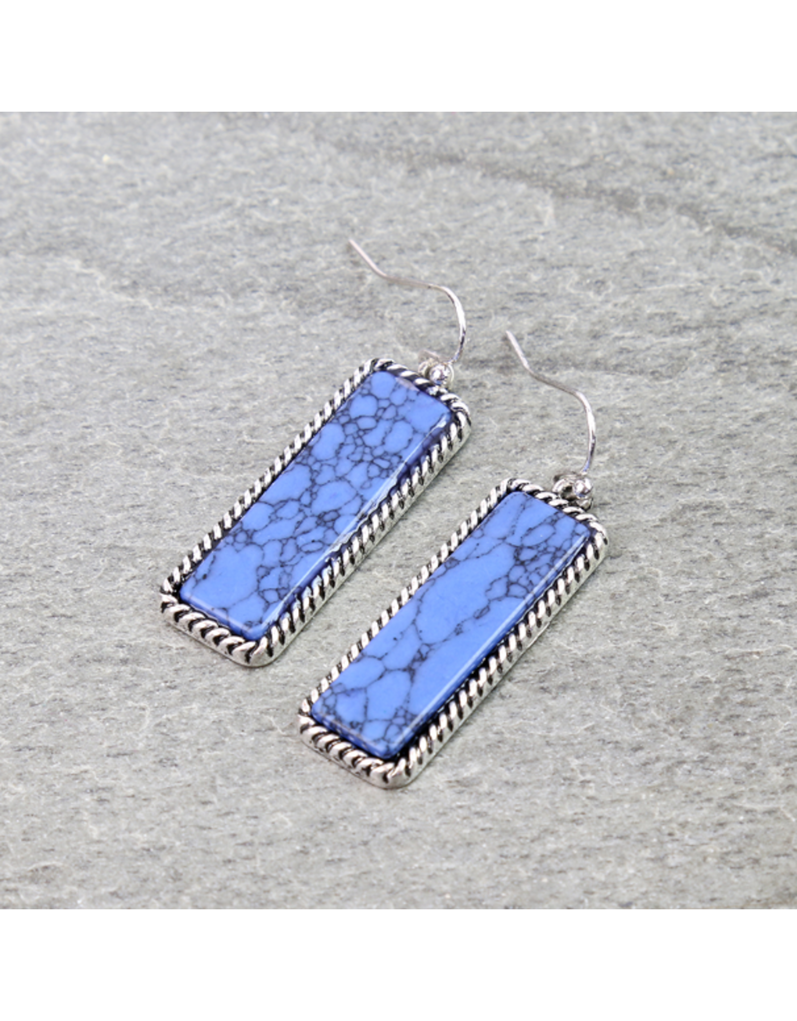 EARRING DANGLE RECTANGLE STONE