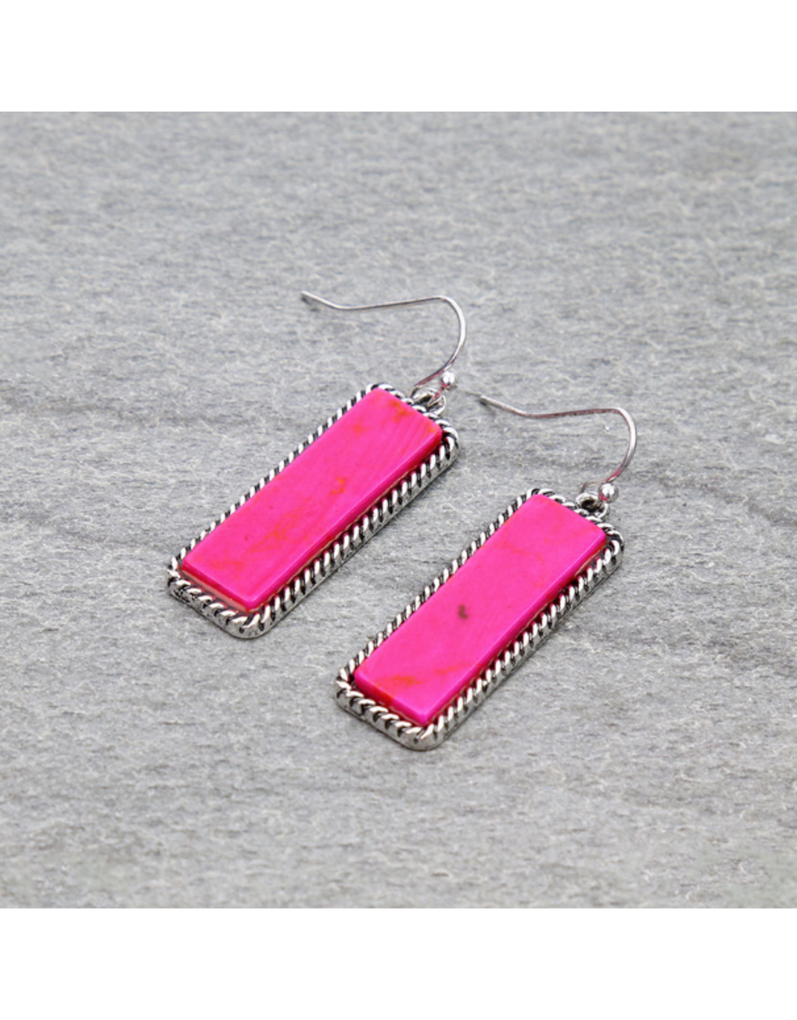 EARRING DANGLE RECTANGLE STONE