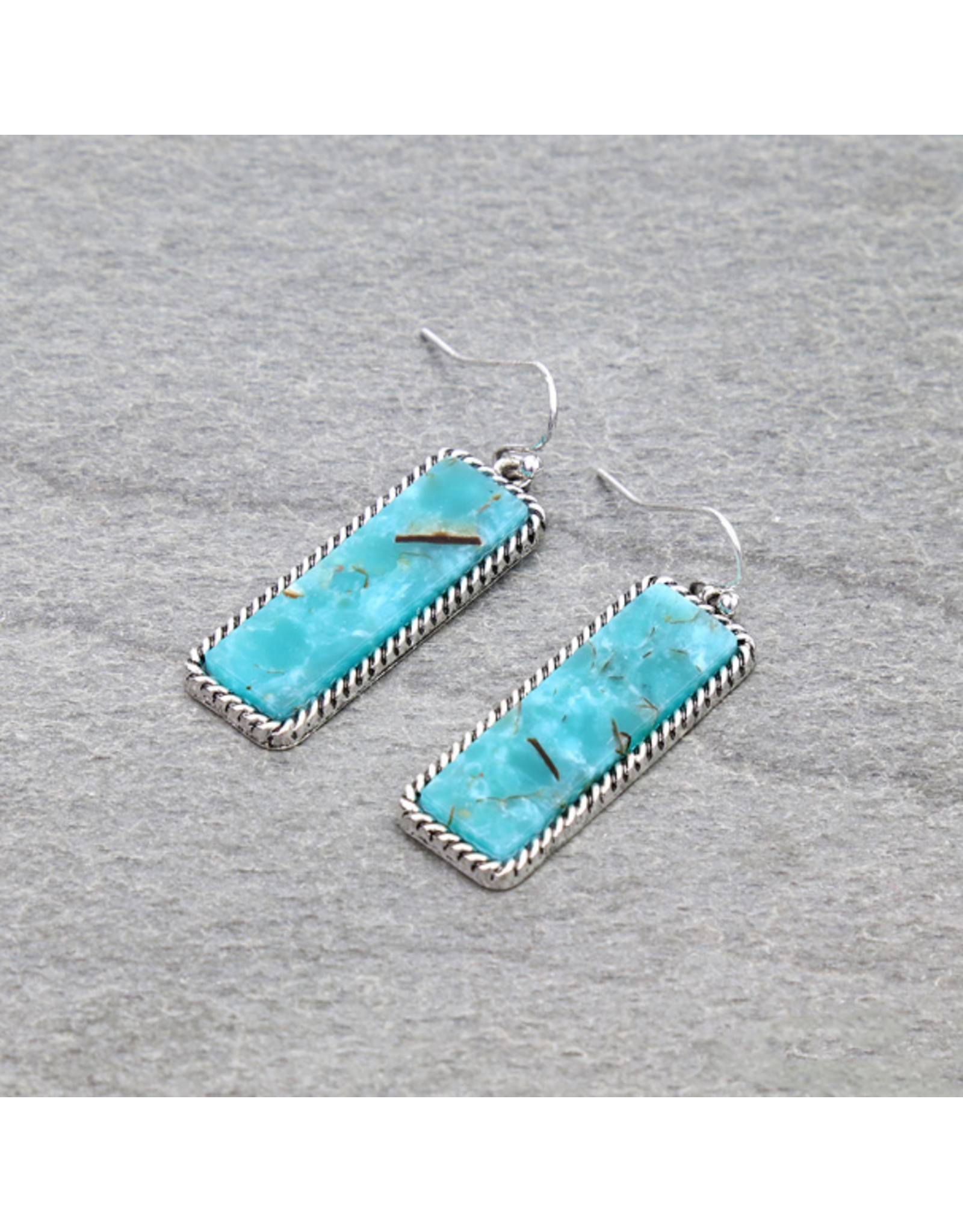 EARRING DANGLE RECTANGLE STONE