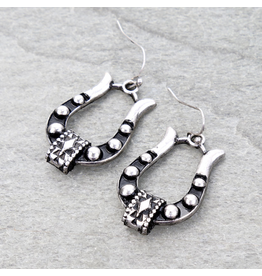 EARRING DANGLE HORSESHOE AZTEC METAL