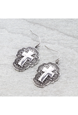 EARRING DANGLE SILVER CONCHO CROSS