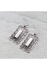 EARRING DANGLE SILVER RECTANGLE CONCHO