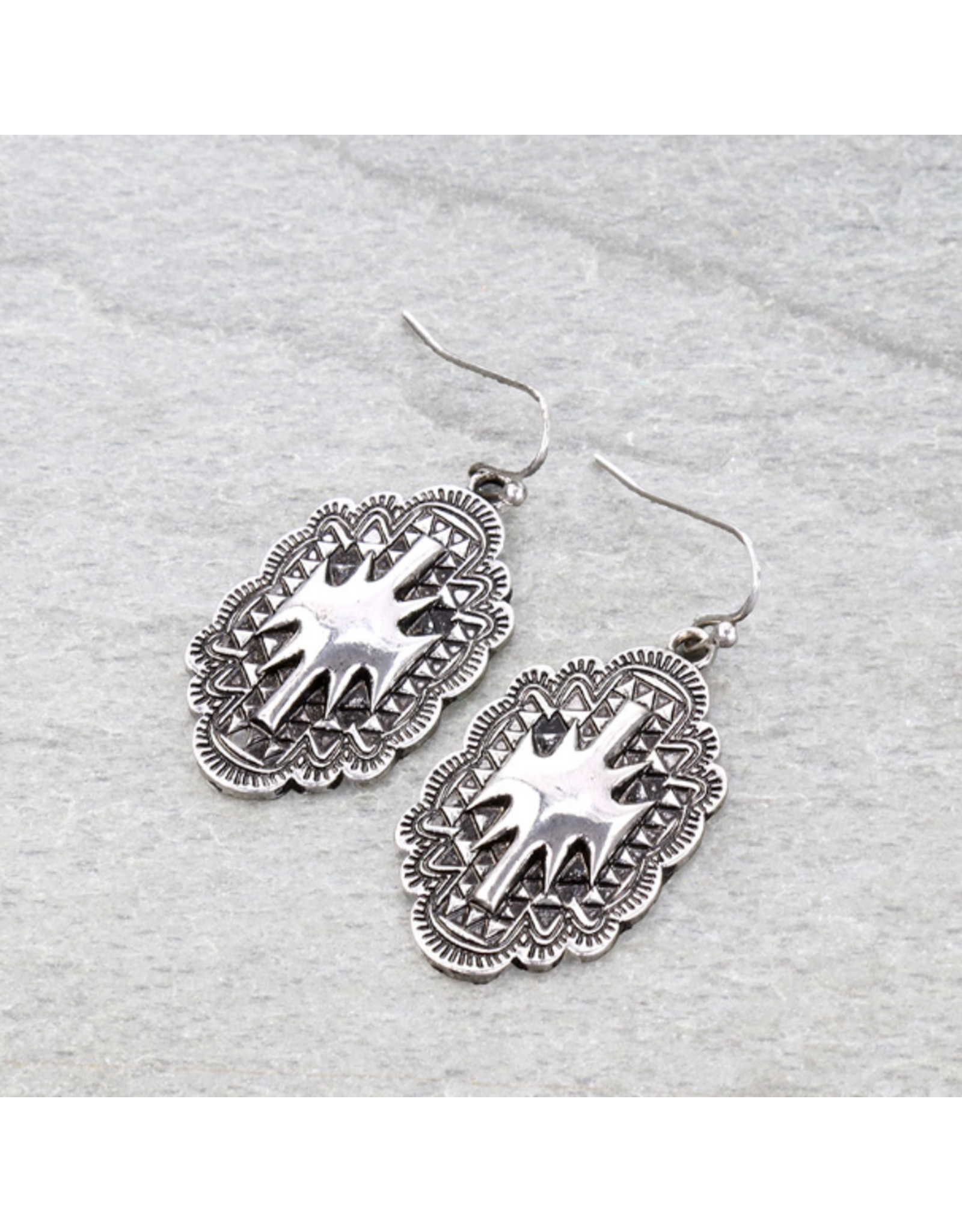 EARRING DANGLE CONCHO SILVER CONCHO AZTEC