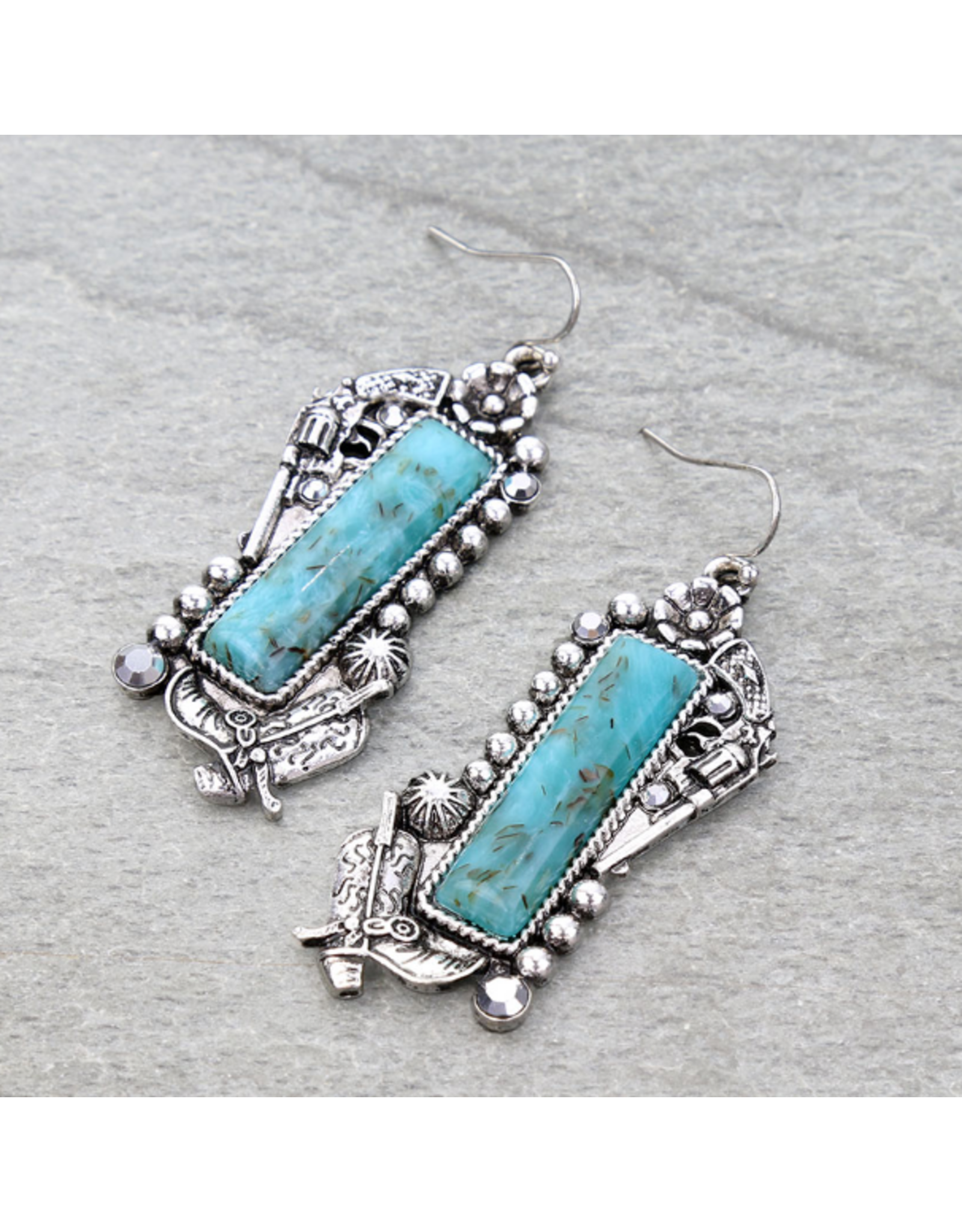 EARRING DANGLE TURQUOISE BOOTS AND GUNS
