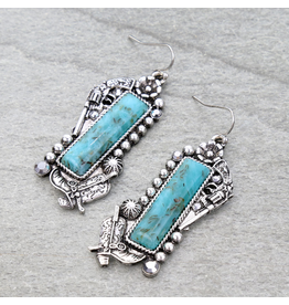 EARRING DANGLE TURQUOISE BOOTS AND GUNS