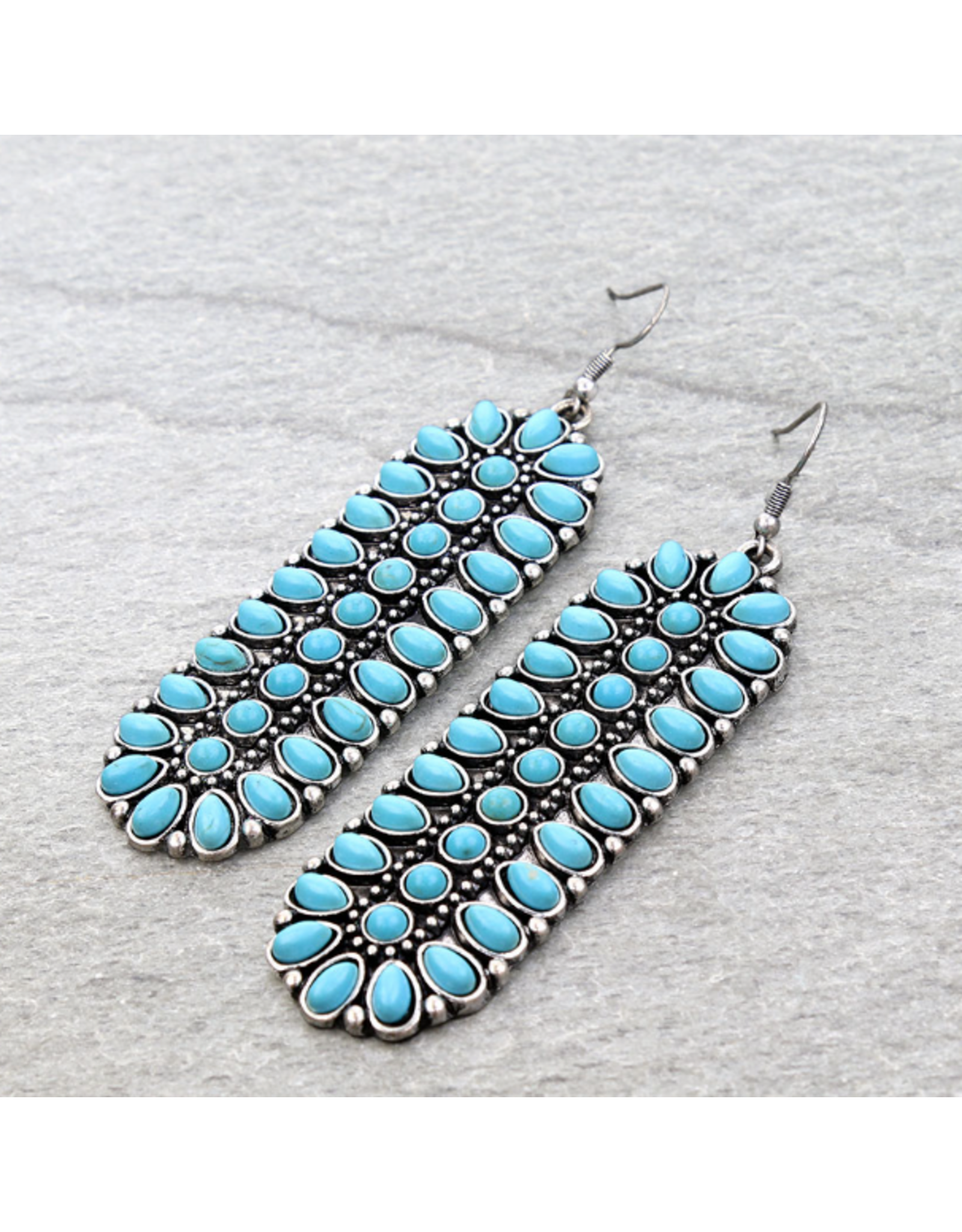 EARRING DANGLE WESTERN BAR CLUSTER TURQUOISE