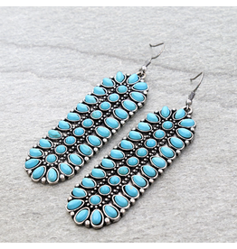EARRING DANGLE WESTERN BAR CLUSTER TURQUOISE