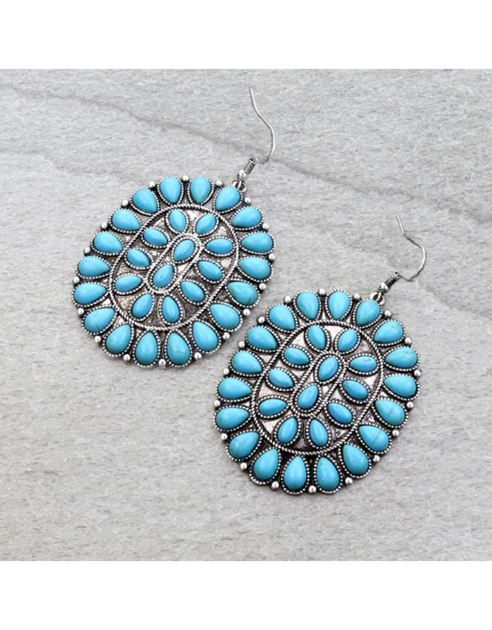 EARRING DANGLE LARGE CONCHO STONE