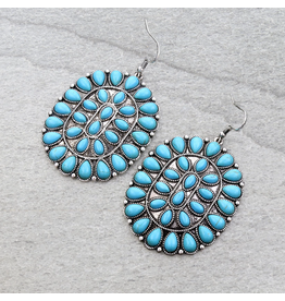 EARRING DANGLE LARGE CONCHO STONE