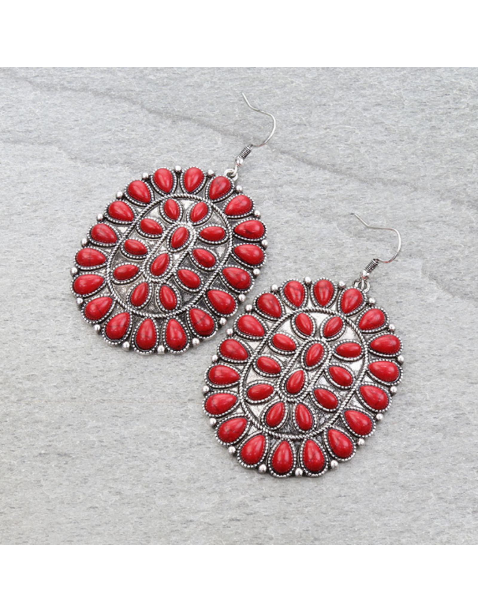 EARRING DANGLE LARGE CONCHO STONE