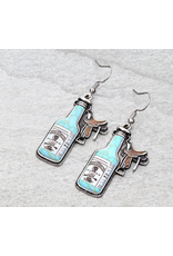 EARRING DANGLE WHISKEY BOTTLE AND SADDLE