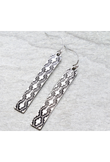 EARRING WESTERN LONG BAR ENGRAVED AZTEC