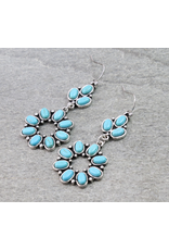 EARRING DANGLE 3 TOP STONES CIRCLE WITH STONES
