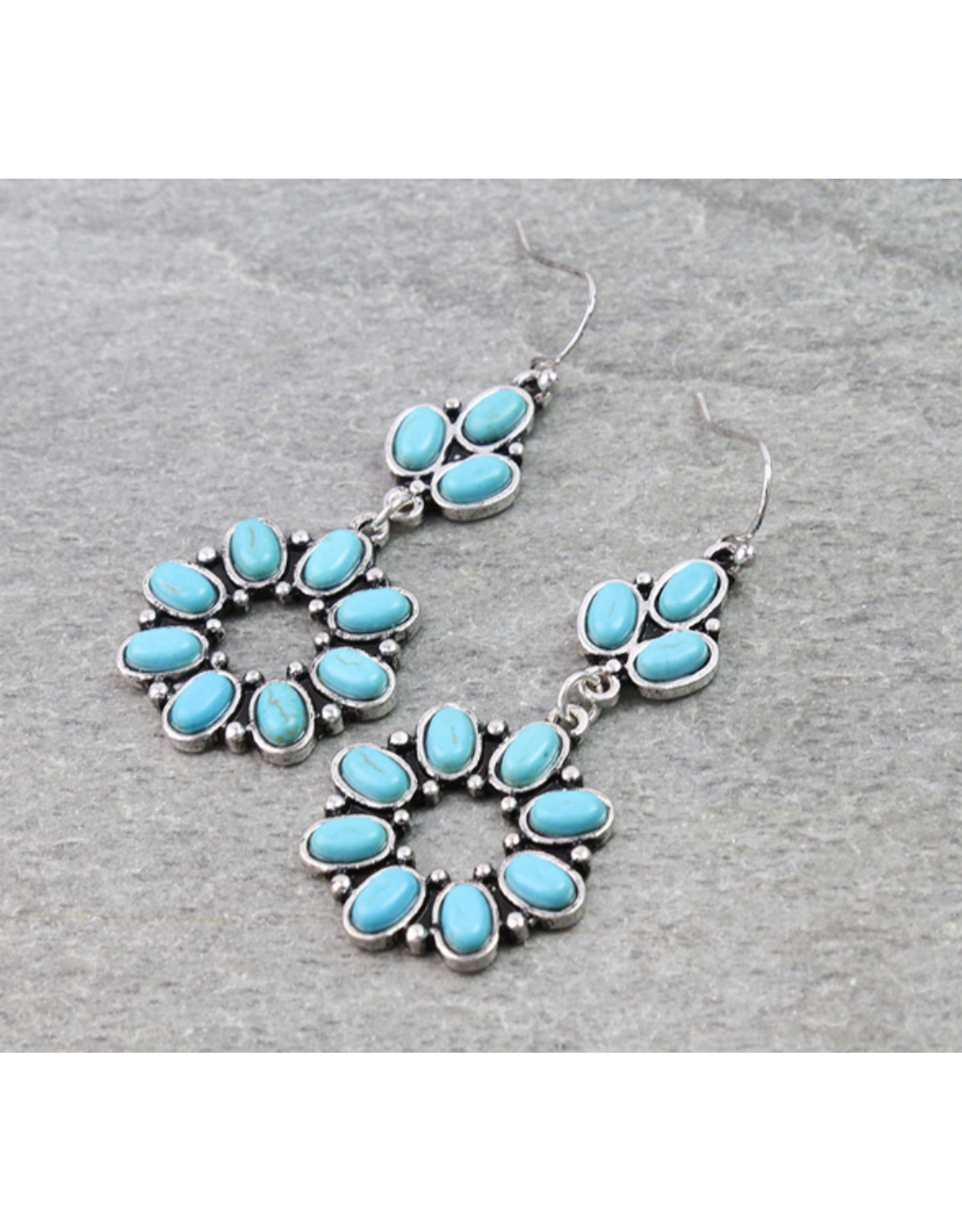 EARRING DANGLE 3 TOP STONES CIRCLE WITH STONES