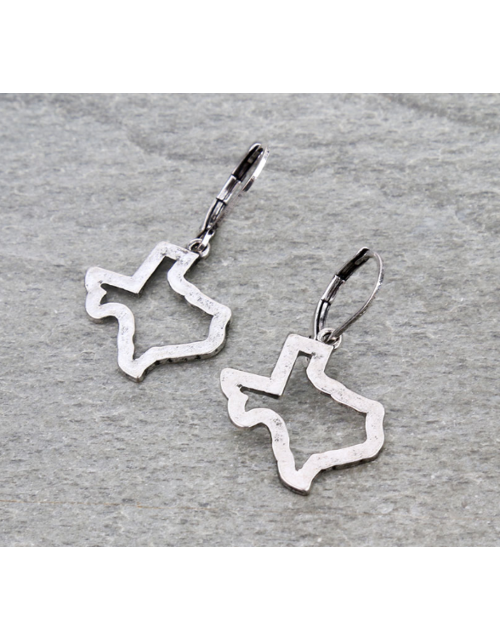 EARRING DANGLE HOOP STATE OF TEXAS SILVER