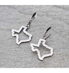 EARRING DANGLE HOOP STATE OF TEXAS SILVER
