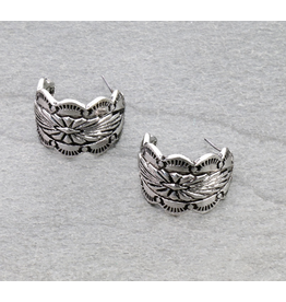 EARRING HOOP CONCHO AZTEC ENGRAVED