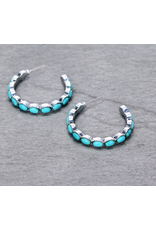 EARRING HOOP SMALL OVAL STONES