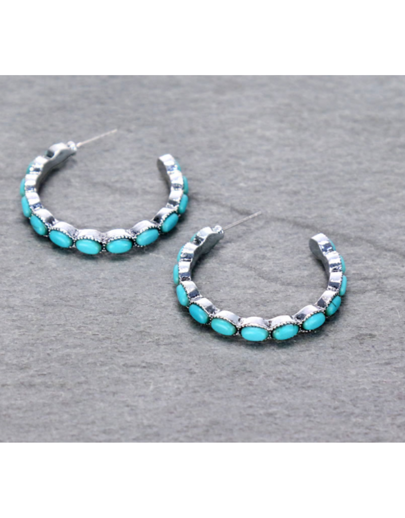 EARRING HOOP SMALL OVAL STONES