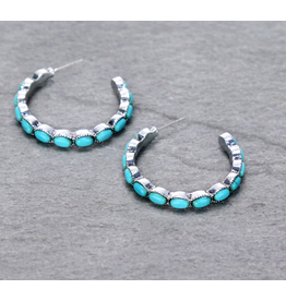 EARRING HOOP SMALL OVAL STONES