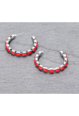 EARRING HOOP SMALL OVAL STONES