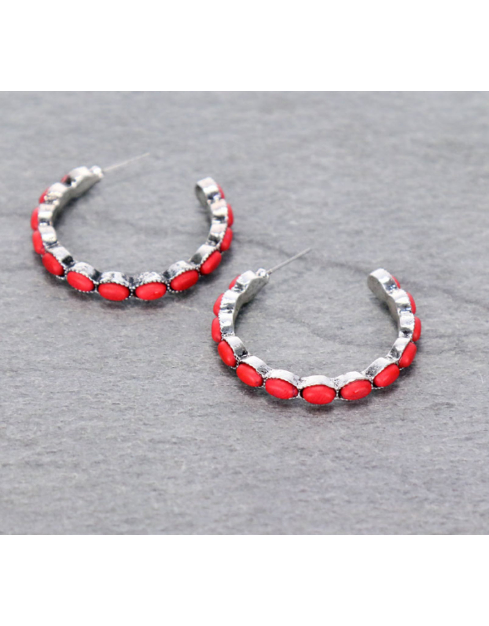 EARRING HOOP SMALL OVAL STONES