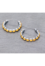 EARRING HOOP SMALL OVAL STONES